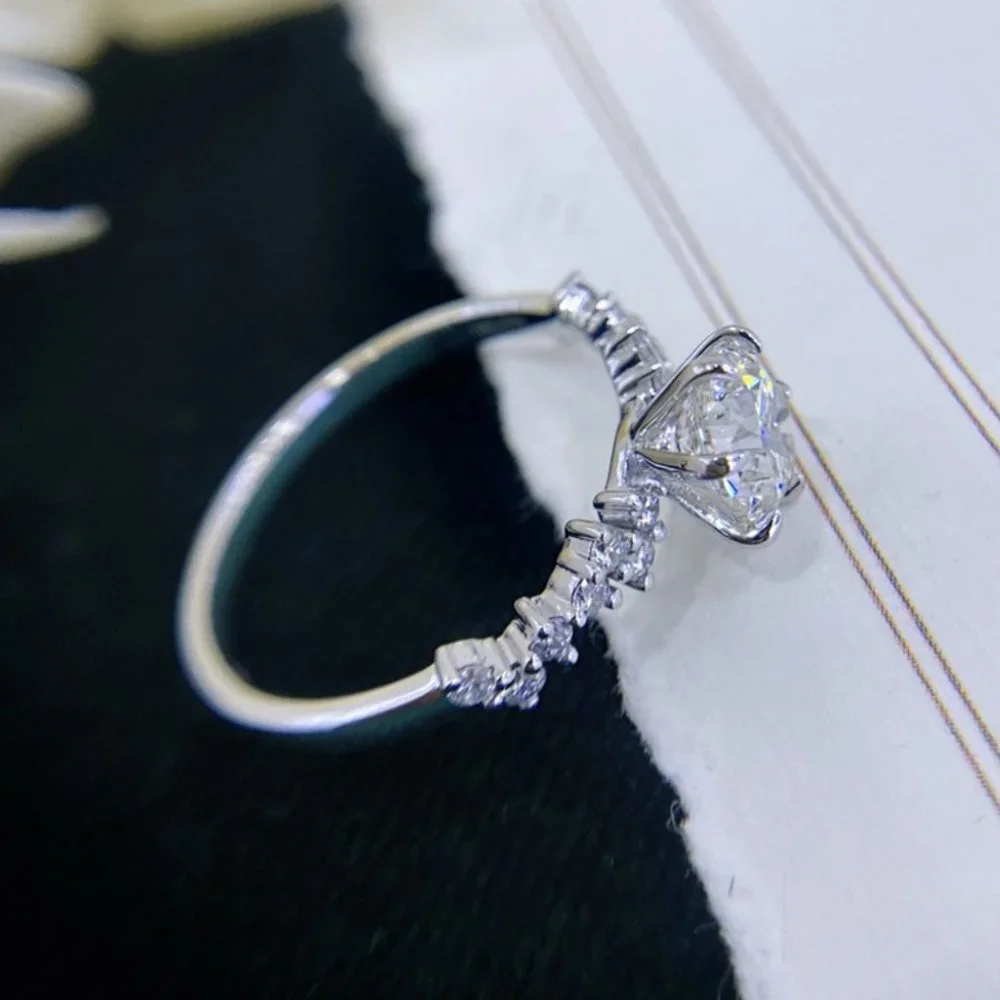 💎Engagement Anillos Pure Round CZ Silver Plated Beautiful Dainty, UNVN12193 - Picture 5 of 7